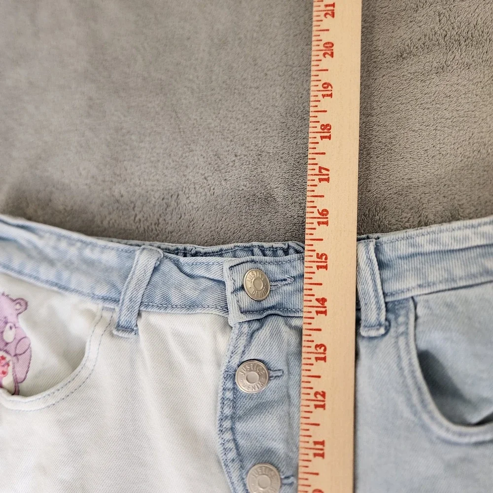 Justice Girls XL Plus Care Bears Two Tone Light Wash Button Denim Skirt